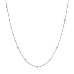 BN0249W - 18+2" Beaded Chain in Rhodium-Plated Sterling Silver