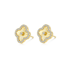 Lafonn Golden Clover Stud Earrings bonded in Platinum