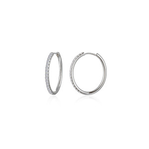 Lafonn Medium Alina Oval Hoop Earrings bonded in Platinum
