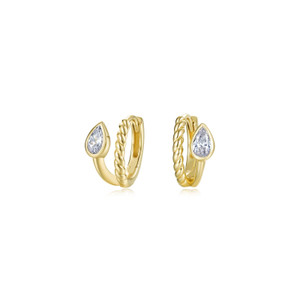 Lafonn Tessa Bypass Pear Huggie Earrings bonded in Platinum
