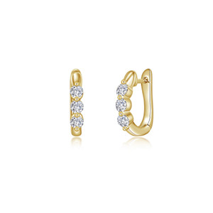 Lafonn 1.5 CTW 3-Stone Huggie Hoop Earrings bonded in Platinum