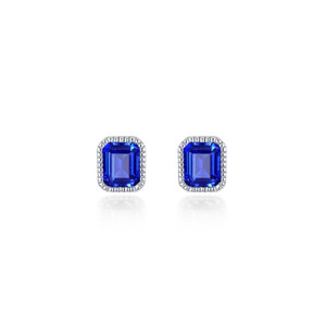 Lafonn September Birthstone Solitaire Stud Earrings bonded in Platinum