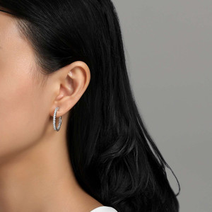 Lafonn 20 mm Hoop Earrings bonded in Platinum