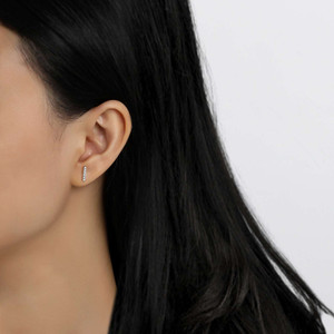 Lafonn Mini Vertical Bar Stud Earrings bonded in Platinum