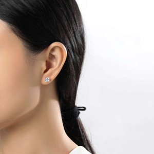 Lafonn 2.5 CTW 3 Prong Martini Stud Earrings bonded in Platinum