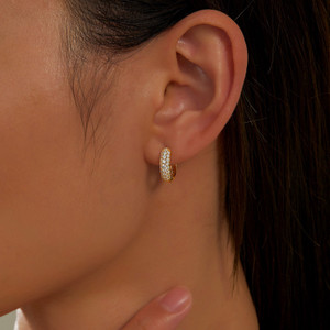 Lafonn 3-Row Huggie Hoop Earrings bonded in Platinum