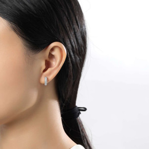 Lafonn 3-Row Huggie Hoop Earrings bonded in Platinum