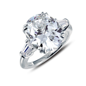 Lafonn Classic Three-Stone Engagement Ring Bonded in Platinum  R0205CLP