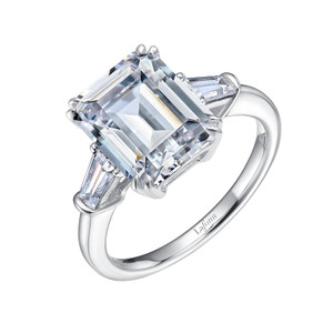 Lafonn Classic Three-Stone Engagement Ring Bonded in Platinum  R0184CLP
