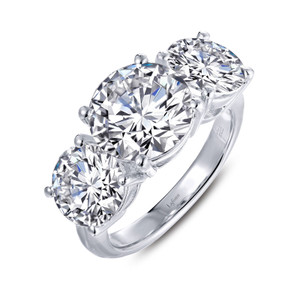 Lafonn Three-Stone Engagement Ring Bonded in Platinum  8R017CLP