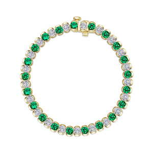 Lafonn 7.5 CTW Aria Half-Bezel Emerald Tennis Bracelet Bonded in Platinum