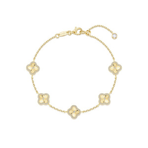 Lafonn Gold Clover Motif Bracelet Bonded in Platinum
