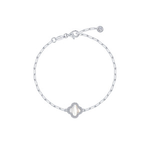 Lafonn Mother-Of-Pearl Paperclip Bracelet Bonded in Platinum