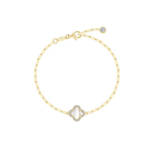 Lafonn Mother-Of-Pearl Paperclip Bracelet Bonded in Platinum