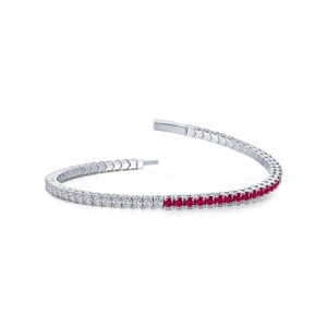 Lafonn Ruby Harmony Flexible Bracelet Bonded in Platinum
