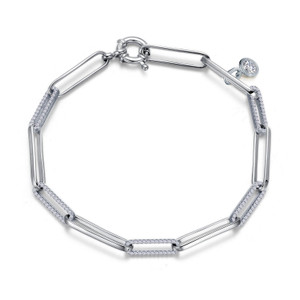 Lafonn 1.65 CTW Paperclip Bracelet Bonded in Platinum