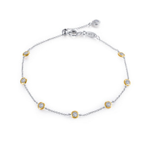Lafonn 1.02 CTW Adjustable 7 Symbols of Joy Station Bracelet Bonded in Platinum