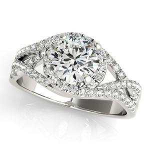 14KT White & Rose  Gold Round Diamond Halo Engagement Ring  50849-E