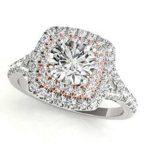 14KT White Gold Round Diamond Halo Engagement Ring 50901-E-1