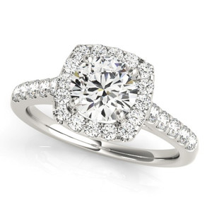 Diamond Halo Engagement Ring for a Round Stone in 14KT White Gold 50576-E-1