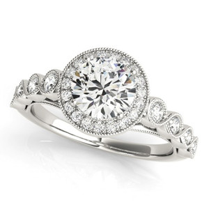 Diamond Halo Engagement Ring for a Round Stone in 14KT White Gold 50878-E-1