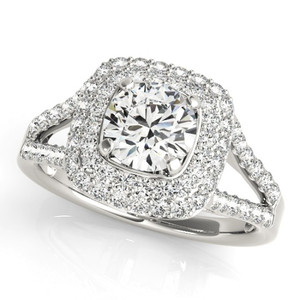 Diamond Halo Engagement Ring for a Round Stone in 14KT White Gold 50848-E-A