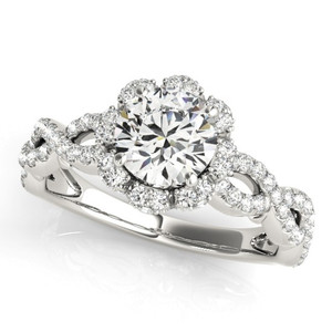 Diamond Halo Engagement Ring for a Round Stone in 14KT White Gold 50870-E