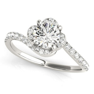 Diamond Halo Engagement Ring for a Round Stone in 14KT White Gold 51030-E