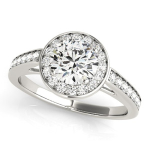 Diamond Halo Engagement Ring for a Round Stone in 14KT White Gold 84660-1