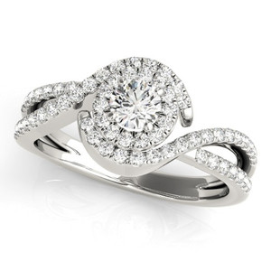 Diamond Halo Engagement Ring for a Round Stone in 14KT White Gold 50989-E