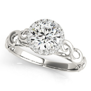 Diamond Halo Engagement Ring for a Round Stone in 14KT White Gold 84737-1