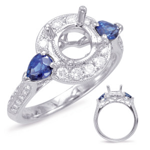 Platinum Sapphire & Diamond Halo Ring 
 in Platinum 
 
 
 EN7920-1SPL