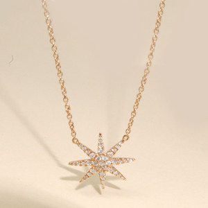 Starburst Diamond Necklace in 18KT Rose Gold 0.30 ctw