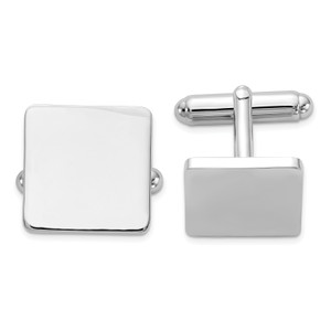 Sterling Silver Rhodium-plated Square Cuff Links