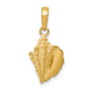 14k Solid Polished Conch Shell Pendant