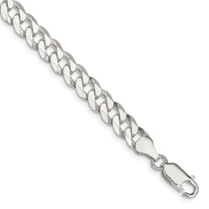 Sterling Silver 7.00mm Beveled Curb Chain