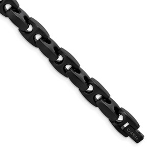 Stainless Steel Brushed Black Rhodium  Link Bracelet