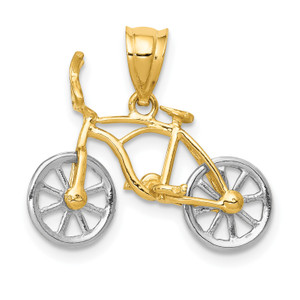 14KT Gold Two-tone Moveable Bicycle Pendant