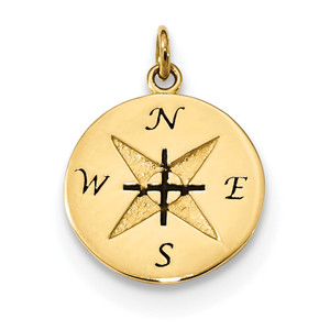 14KT Gold Antiqued Compass Pendant