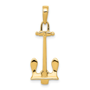 14KT Gold  3D Navy Anchor Pendant