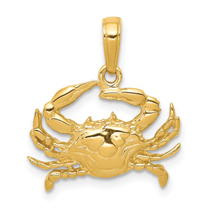 14KT Gold Blue Crab Pendant
