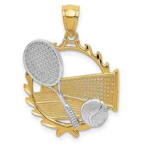 14KT Gold Yellow With Rhodium Tennis Pendant