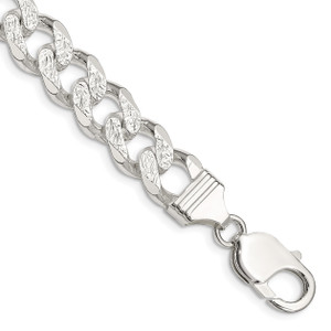 Sterling Silver 10.5mm Pavé Curb Chain