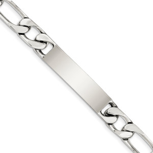 Sterling Silver 8.5 inch Polished Engraveable Figaro Link ID Bracelet