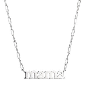 Sterling Silver Necklace made with Paperclip Chain (2mm) and Word "MAMA" in Center