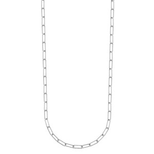 Sterling Silver Necklace made with Diamond Cut Paperclip Chain (3mm), Measures 24" Long, Rhodium Finish