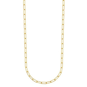 Sterling Silver Necklace made with Diamond Cut Paperclip Chain (3mm), Measures 24" Long, 18K Yellow Gold Finish