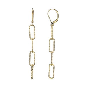 Sterling Silver Earrings made with Diamond Cut Paperclip Chain (5mm), Lever Back, 18K Yellow Gold Finish