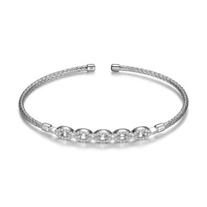 Sterling Silver 2mm Mesh Cuff with Cubic Zirconia MLC8563WZ