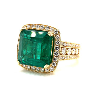 Emerald And Yellow Diamond Ring in 18K White Gold - Reflections